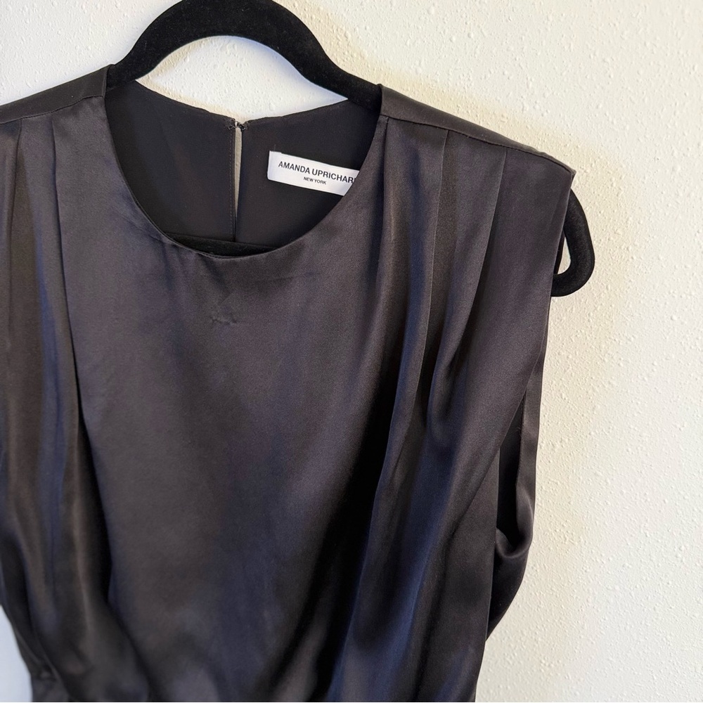 Amanda Uprichard 100% Silk Black Cocktail Evening Dress Minimalist Size M - Picture 2 of 13